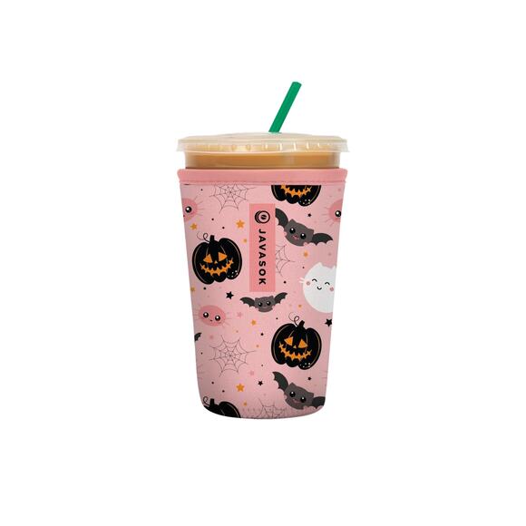 Sok It JavaSok Spooky In Pink Halloween Coffee Cup Sleeve Medium 22-28oz NEW - Picture 1 of 3